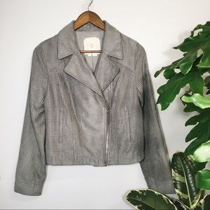 Anthropologie Hei Hei Suede Moto Zip Up Jacket